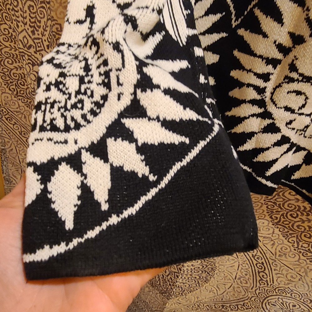 Chico's Cardigan Women Plus Size 3 Black Silk Cotton Sunburst Fringe Open Front - Picture 9 of 9